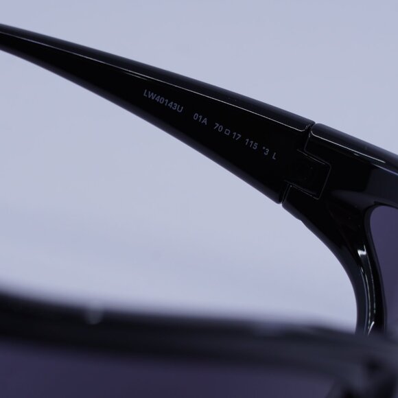 Loewe LW40143U 01A Sunglasses Black Shield Frame, Smoke Lenses